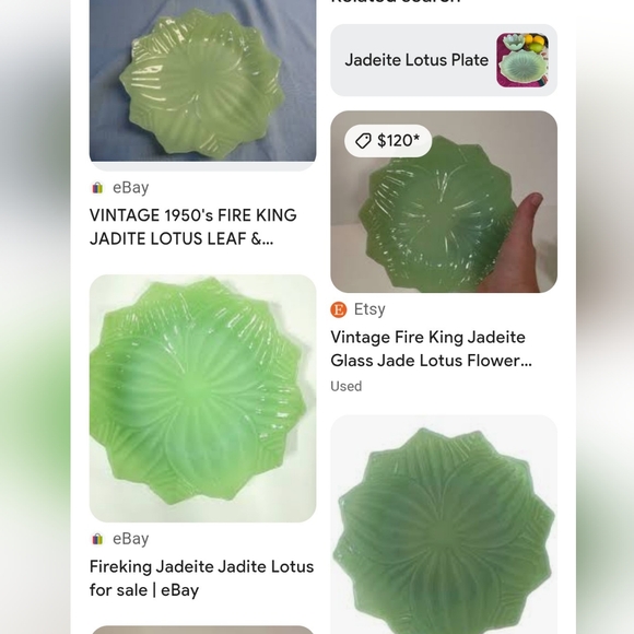 Fire King Jadeite Green Lotus Plate - Picture 10 of 10